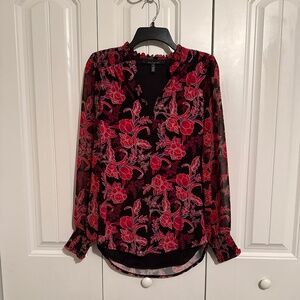 WHBM Jersey floral blouse XS